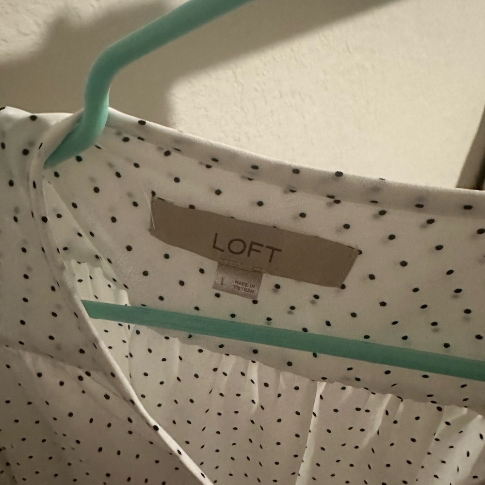 Loft White Polka Dot Blouse - Picture 3 of 3